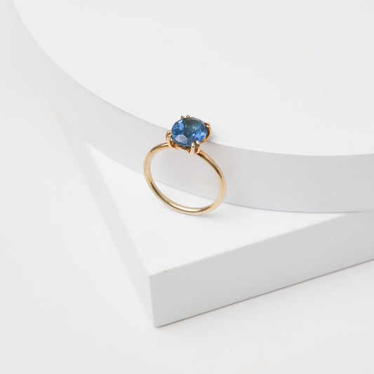 London Blue Topaz Double Prong Ring