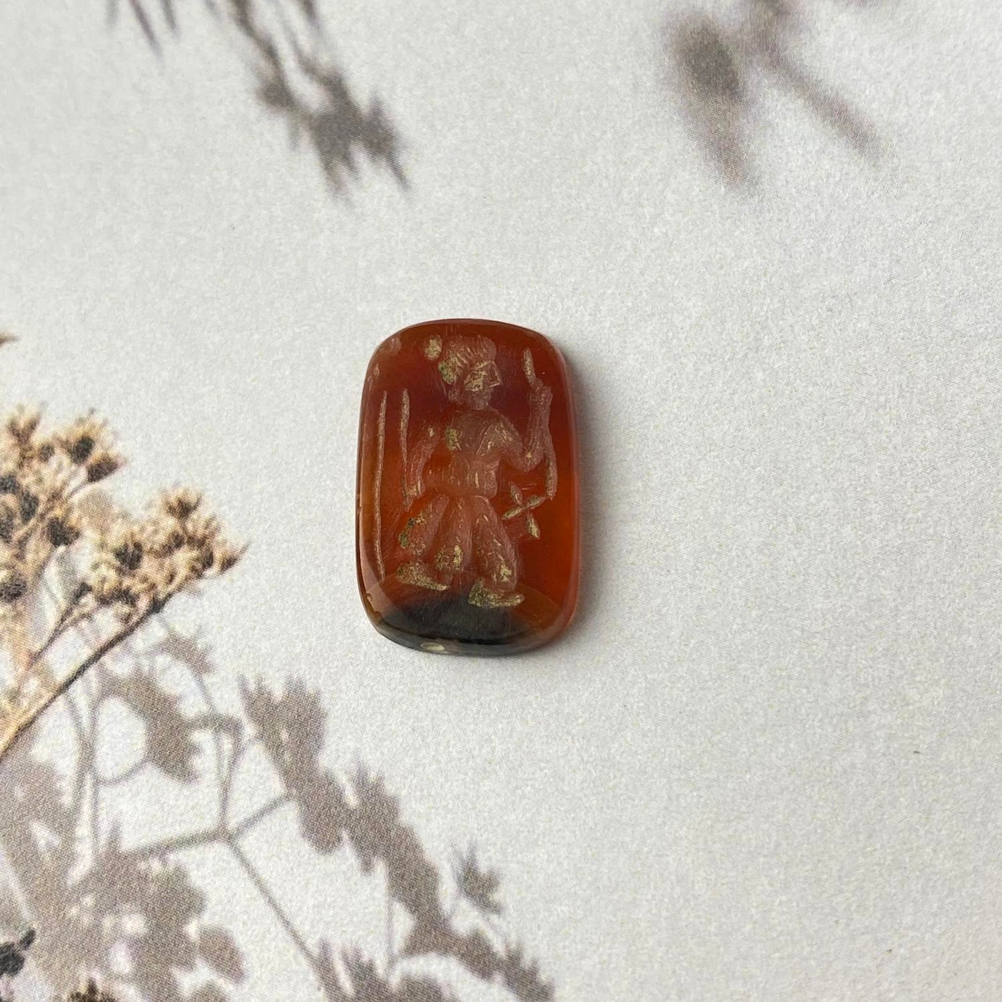 Standing Gilgamesh Carnelian Intaglio 20 x 13mm