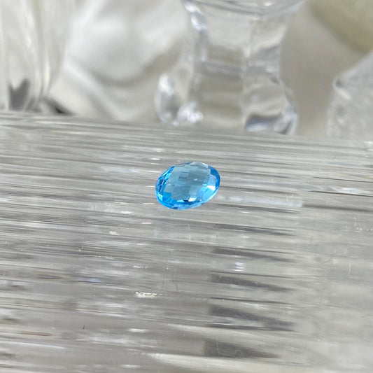 Blue Topaz Checkerboard Oval 8x6mm