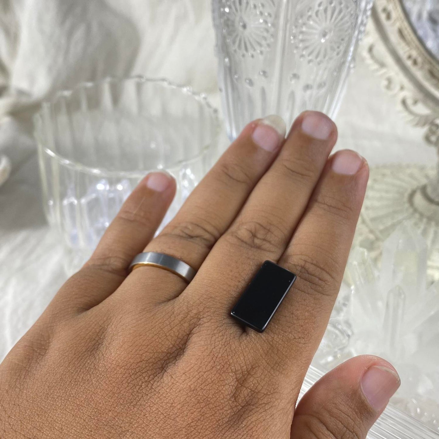 Black Onyx Rectangle 20 x 10 mm