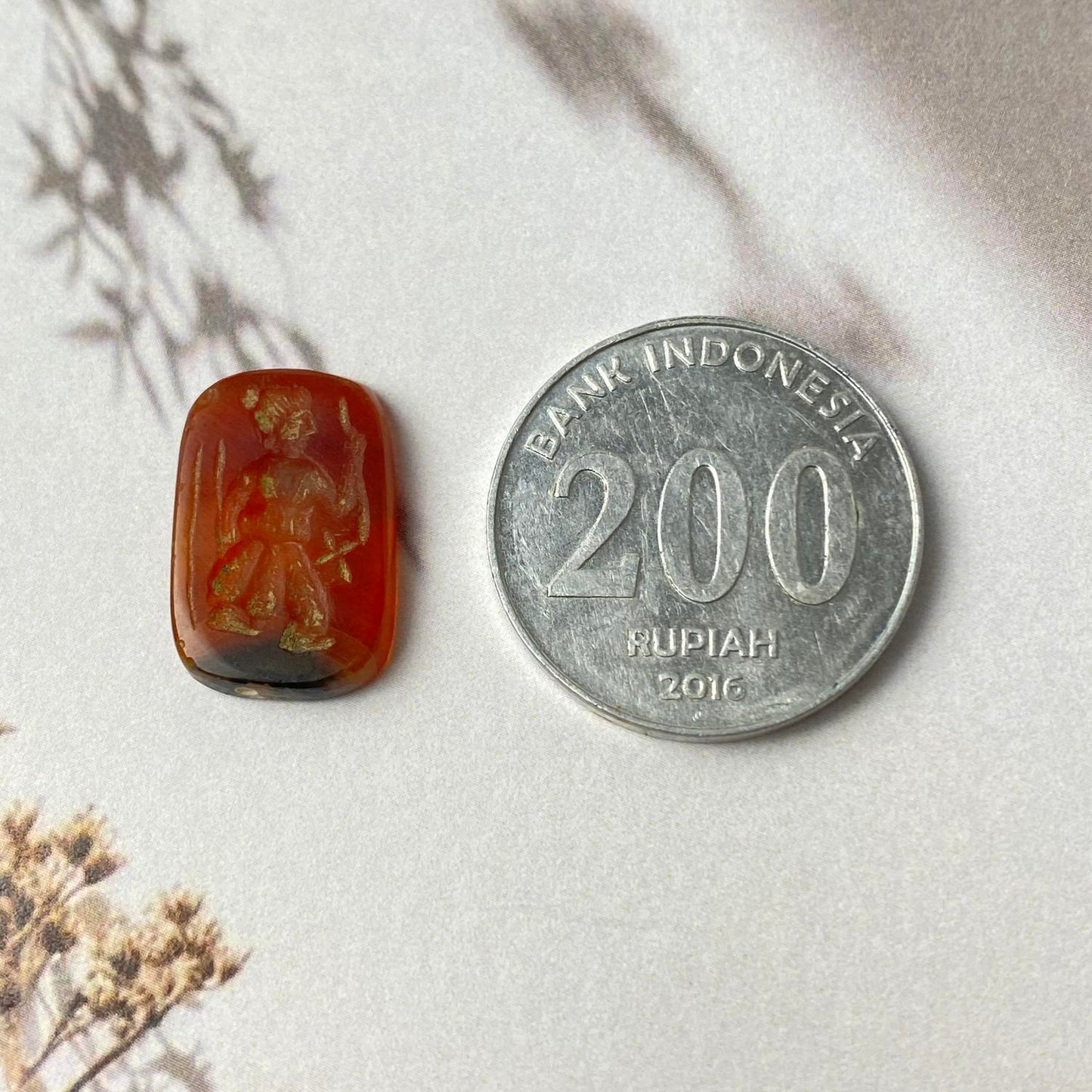 Standing Gilgamesh Carnelian Intaglio 20 x 13mm