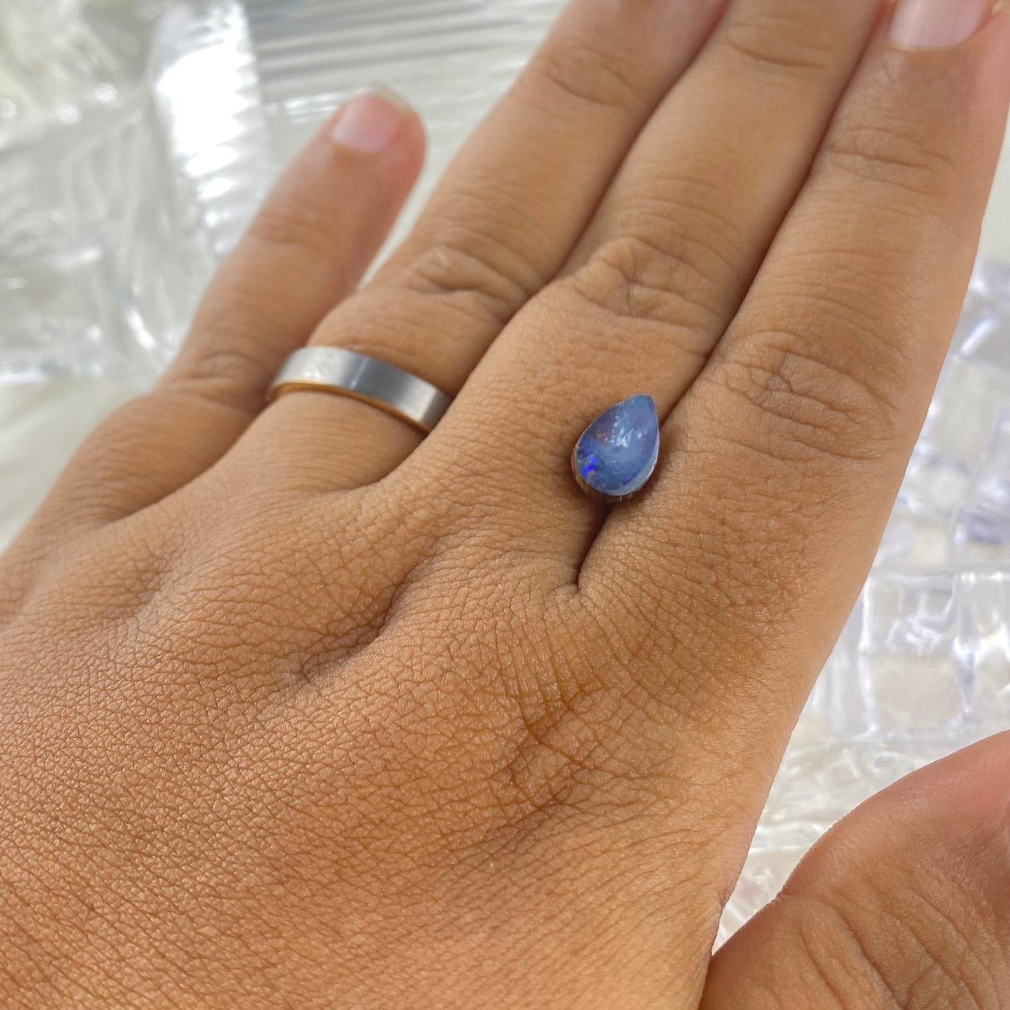 Deep Blue Doublet Boulder Opal 9x6 mm