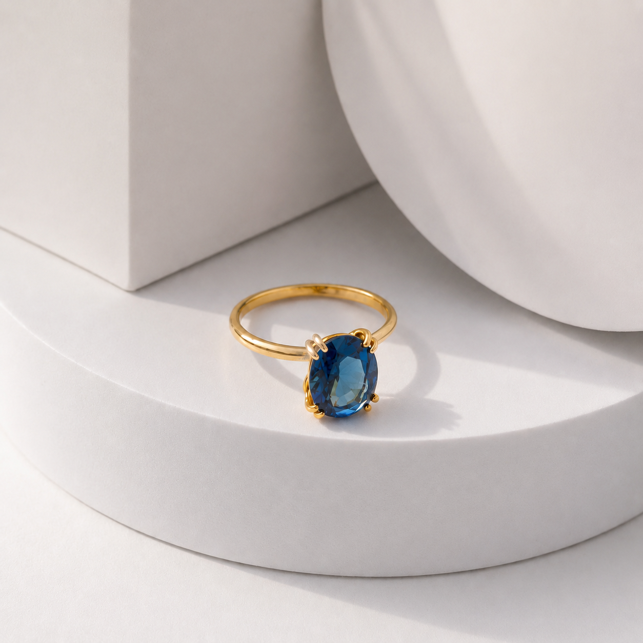 London Blue Topaz Double Prong Ring