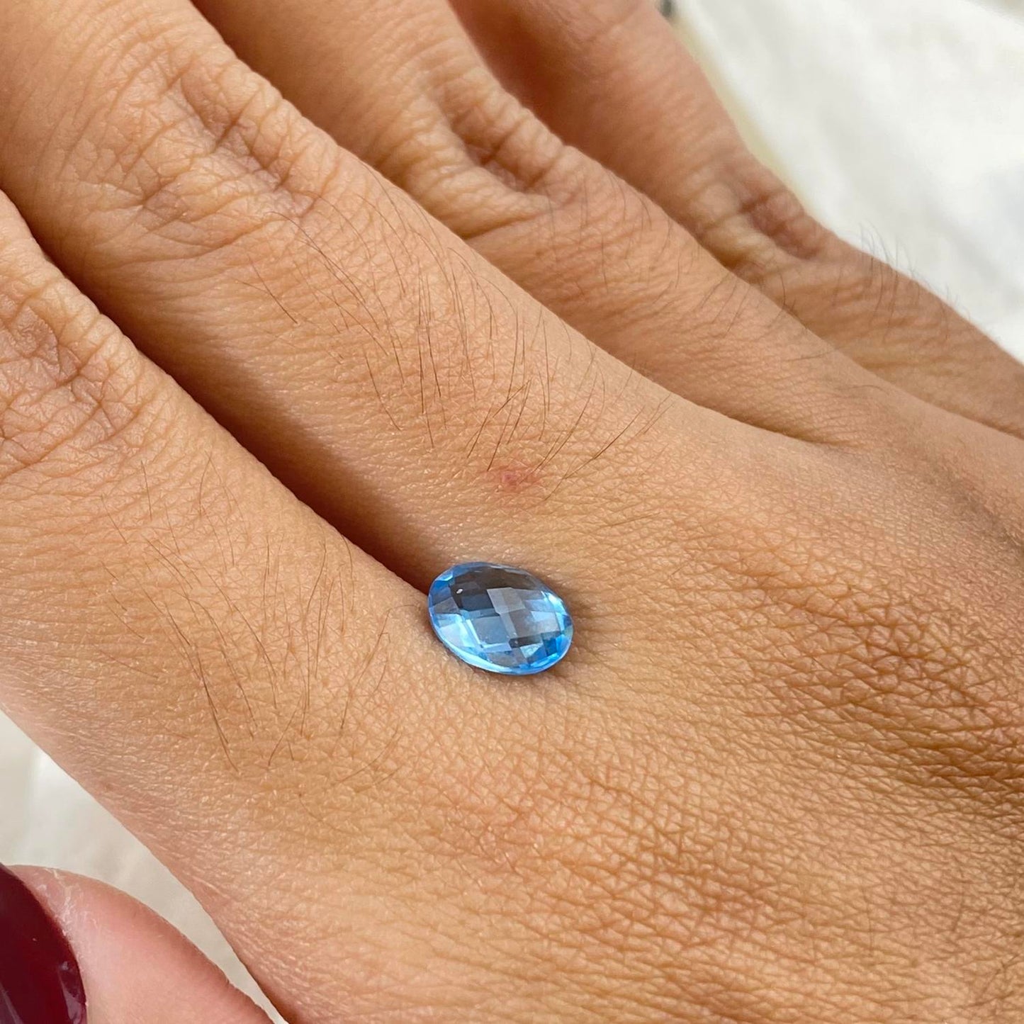 Blue Topaz Checkerboard Oval 8x6mm