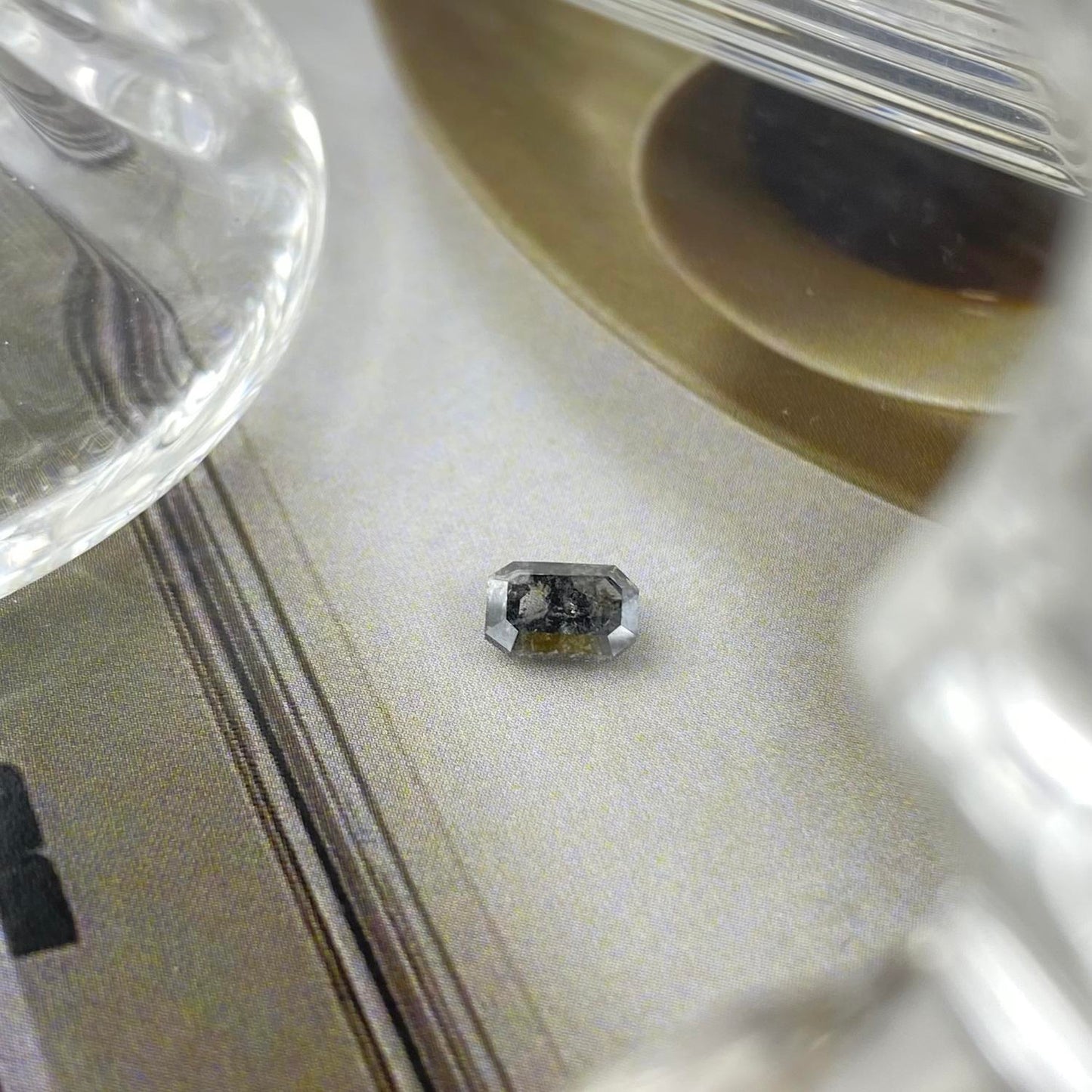 Salt Pepper Diamond Emerald Cut 0,7ct 6,5 x 4mm