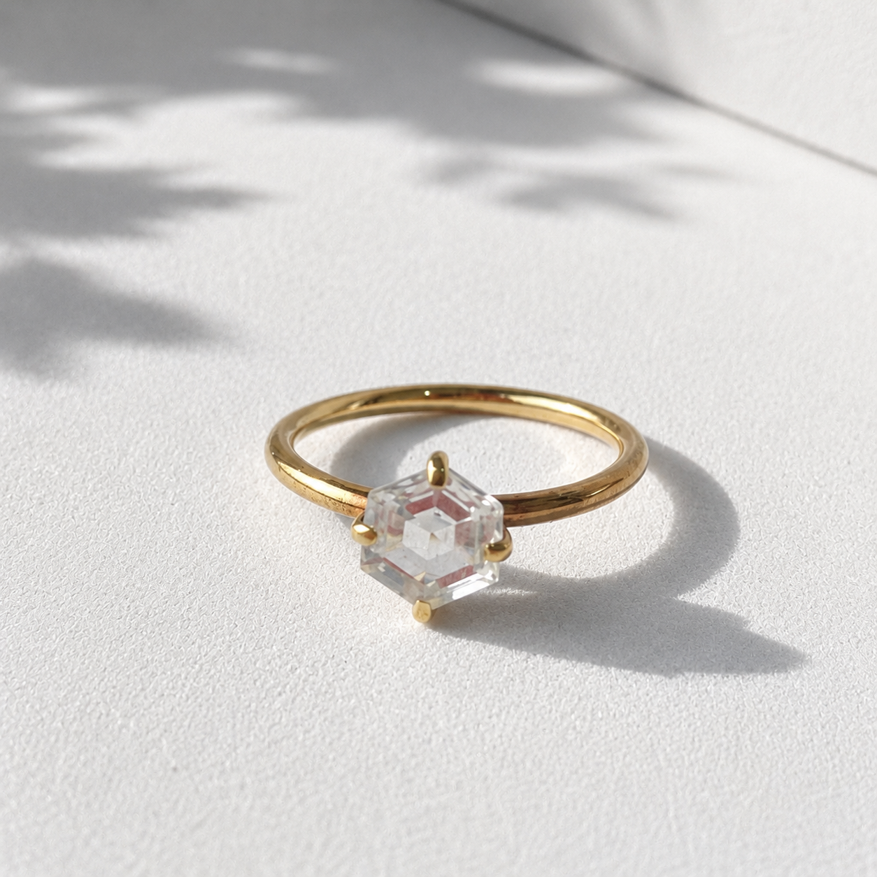 Hexagon Quartz Ring