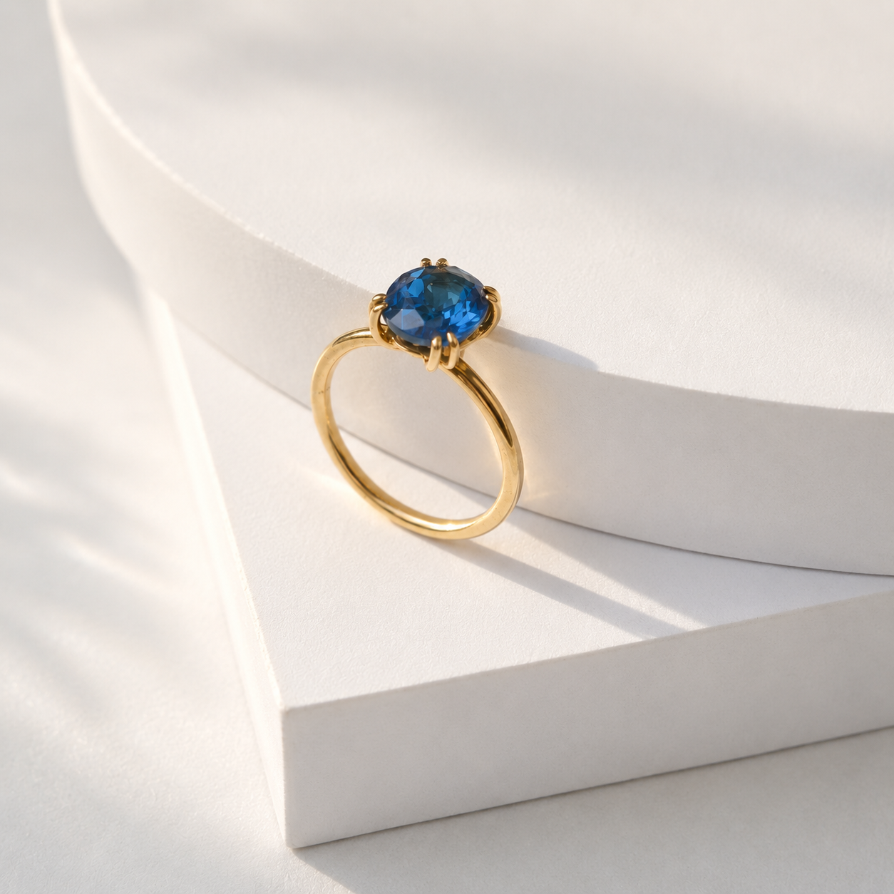 London Blue Topaz Double Prong Ring
