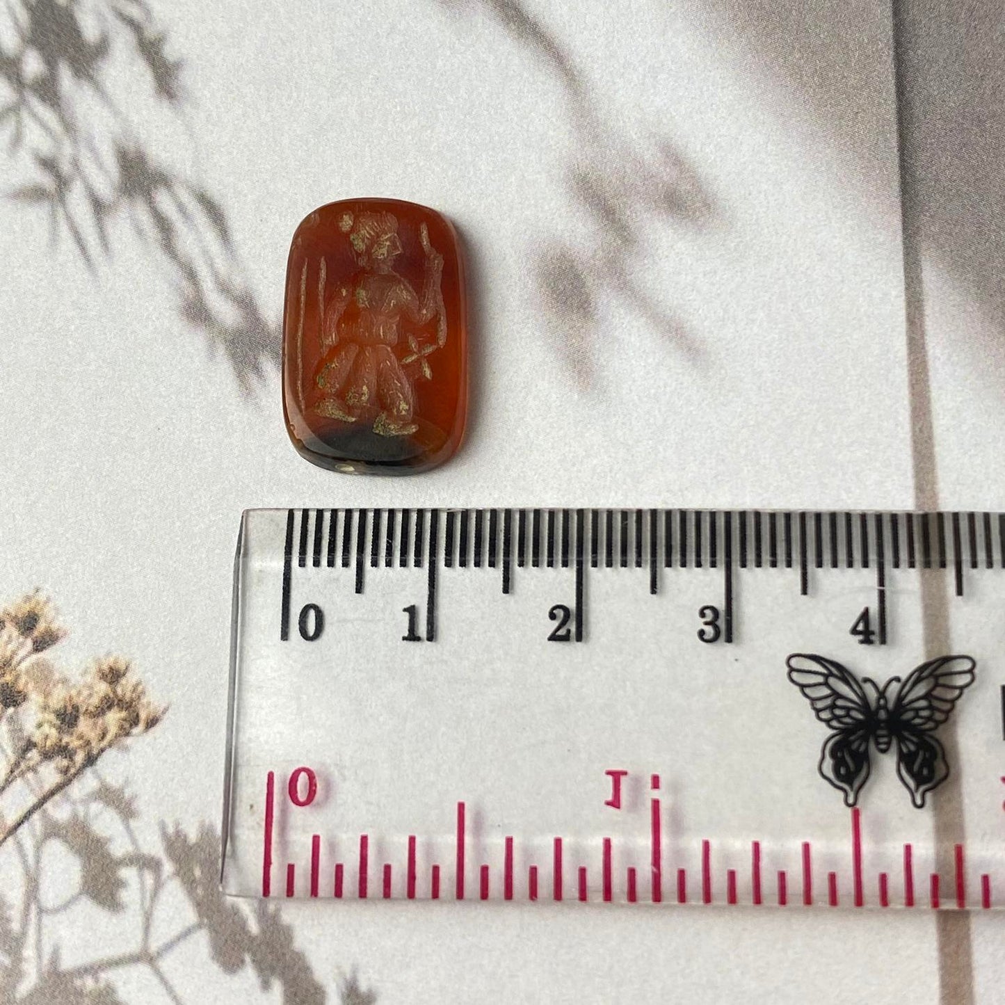 Standing Gilgamesh Carnelian Intaglio 20 x 13mm