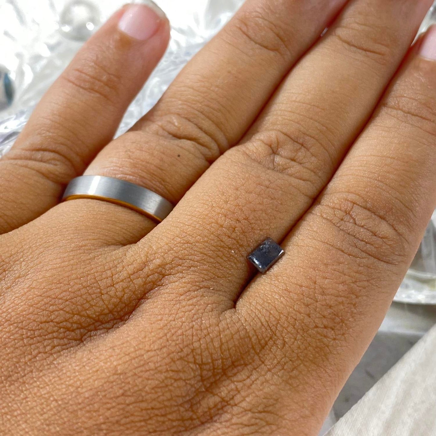 Salt Pepper Diamond Baguette 0,8ct 5,7mm